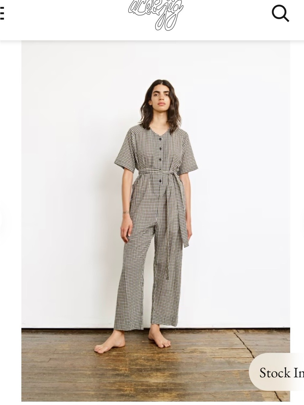 Ace & Jig Black and Cream Checked Jumpsuit